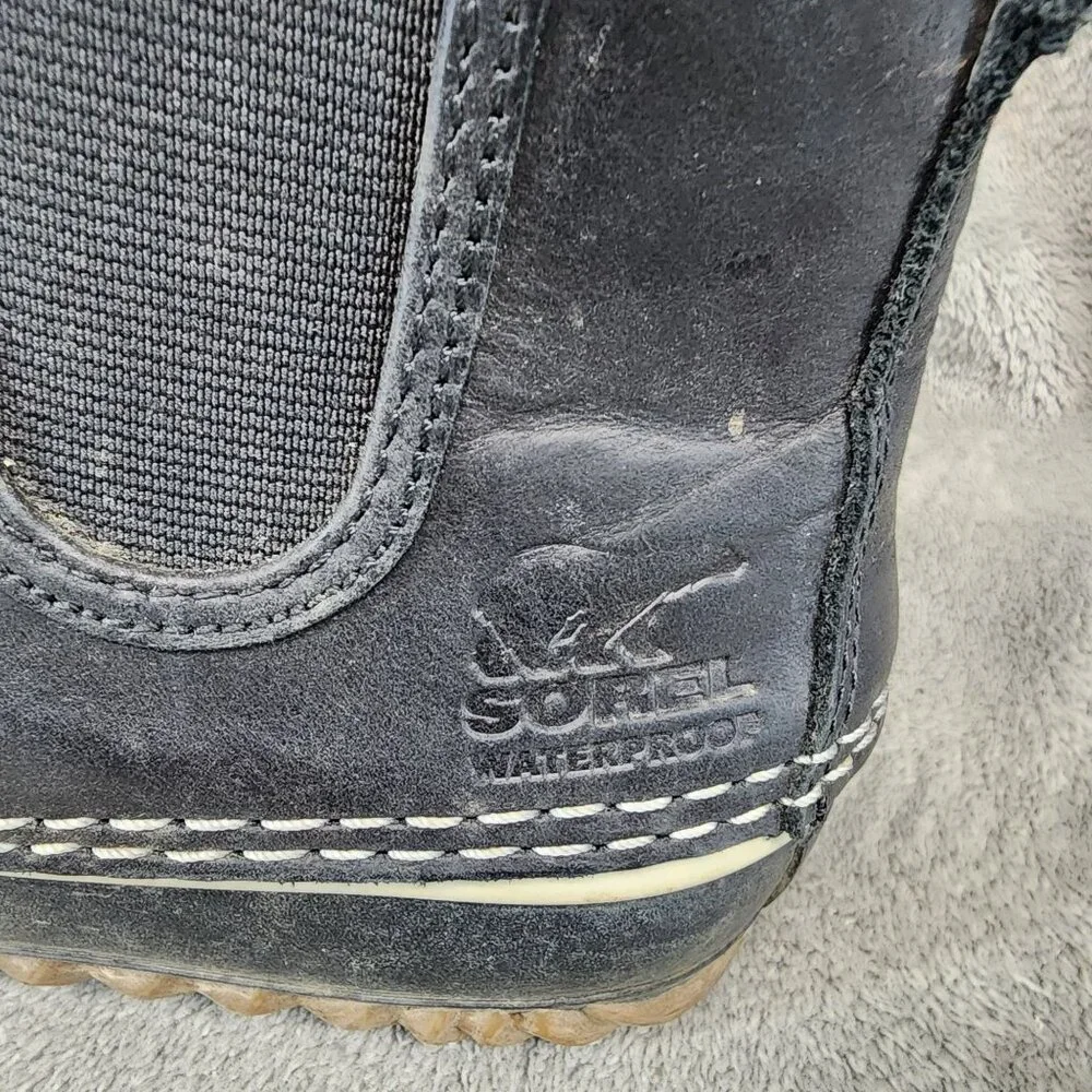 Sorel Shoes Womens Size 6 Out N About Black Leather Chelsea Duck Boots